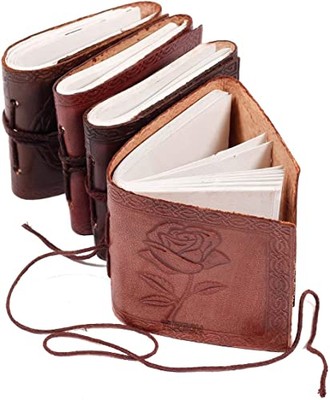  Handmade Leather Bound Book of Shadows Mini Notebook Blank Rose Miniature-image