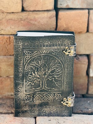 7X10 Tree of Life Brown Leather Journal With Two Clasps 600 Page Handmade Paper-image