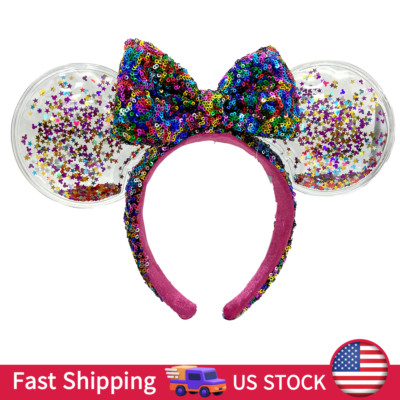 Disney Park Sparkle Minnie Mickey Ears Rainbow Star Confetti new Sequin Headband-image