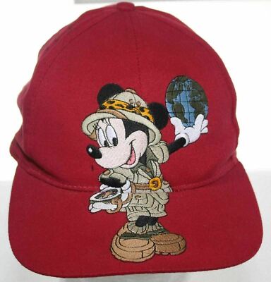 Vintage Minnie Mouse Walt Disney World Animal Kingdom Snapback Cap Maroon Hat-image