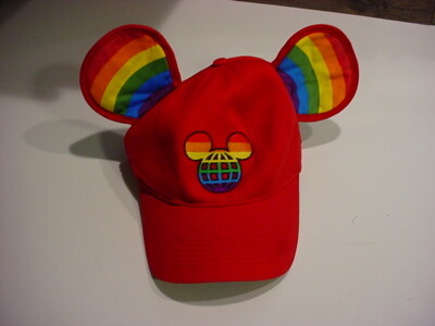 unused DISNEY WDW LGBTQ Mickey Ears RAINBOW TRUCKER Hat Adult Adjustable VELKRO-image