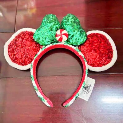 Disney Parks Peppermint Candy Cane Ears Rare Edition Christmas Headband 2020-image