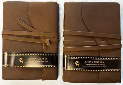 Handmade Genuine Leather Bound Journal Notebook Plain Matt Paper 110 Page 2-Pack-image