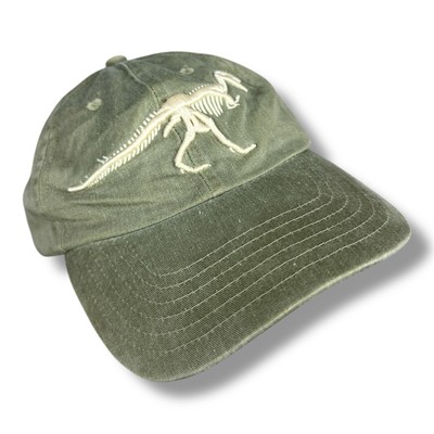 Vtg Walt Disney World T-Rex Dinosaur Skeleton Hat Animal Kingdom Cap Green-image