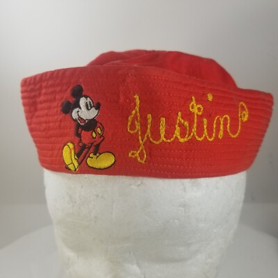 VTG Walt Disney World Disneyland Kids Embroidered Mickey Mouse Sailor Cap Hat-image