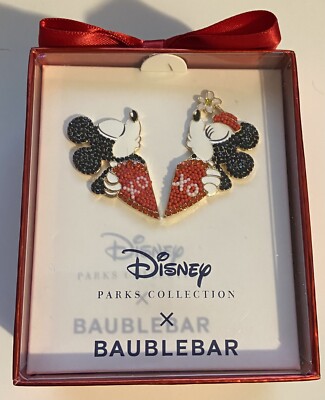 2022 Walt Disney World MICKEY MINNIE MOUSE BAUBLEBAR Heart Earrings XO XO-image