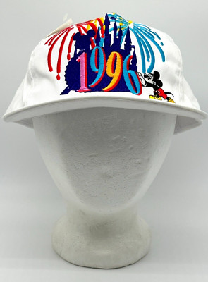 Vintage Walt Disney World 1996 New Year DEADSTOCK Snapback Hat Mickey Goofy NWT-image