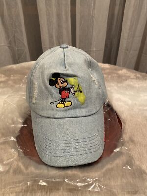 Walt Disney World Mickey Mouse Blue Denim Trucker  Dad Hat Strapback Cap-image