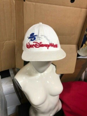 Walt Disney world 25 years anniversary strap back  hat WHITE CORDUROY W/TAGS -image