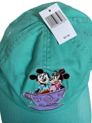 NWT* Disney Theme Park Baseball Hat Embroidered Mickey Minnie Green-image