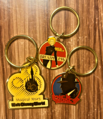 Walt Disney World Dick Tracy Key Chains 3 Keychains Lot Vintage 90's Movie 1990-image