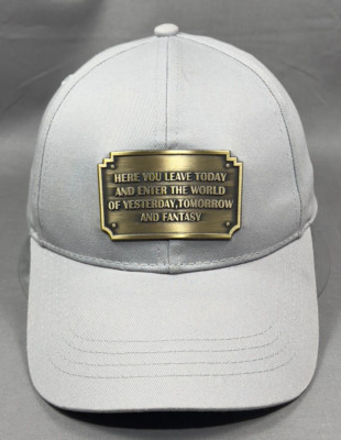 Disney Parks Strap Back Cap Hat Gray Entrance Plaque Theme Park Souvenir Mens-image