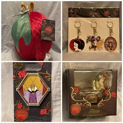 NEW Set of Disney Snow White 85th Anniversary Trinket Tray Plush Pin Keychain-image