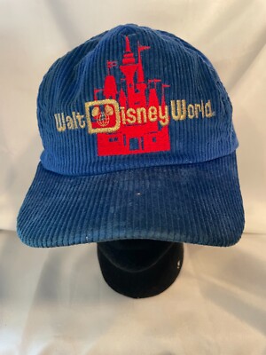 Vintage 70s Walt Disney World Blue Corduroy Hat Cap Snapback Olympian USA-image