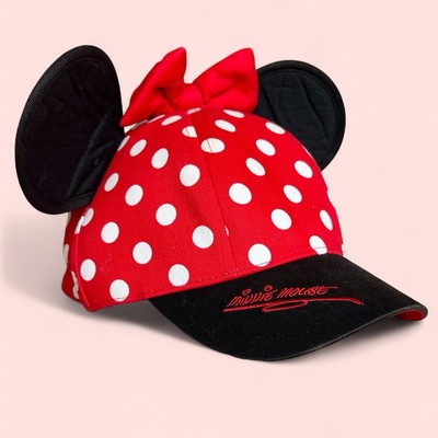 Disney Minnie Mouse Polka Dot Red Cap Bow & Ears Adjustable Snapback Hat Kids-image