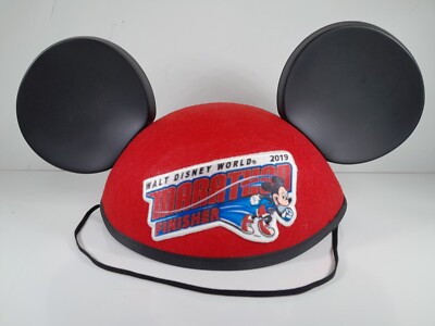 Walt Disney World Parks 2019 Marathon Finisher Mickey Mouse Ears Red Black Adult-image