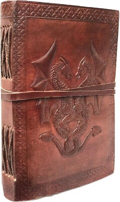 Handmade Vintage Antique Looking Double Dragon Genuine Leather Bound Journal11-image