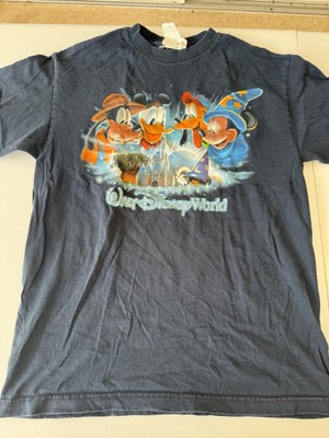 VTG Walt Disney World Main Characters Wearing Hats Navy Disney Shirt M Unisex-image