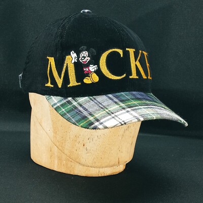 Vintage 90s Youth Mickey Mouse Corduroy Strap Back Hat Cap Walt Disney World-image