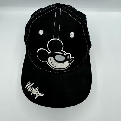 Disney Walt Disney World Black Mickey Adjustable Strap 6 Panel Baseball Cap Hat-image