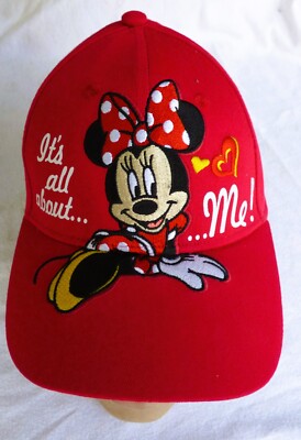 Walt Disney World Minnie Mouse Its all about Me Baseball Cap Red Embroider Hat-image
