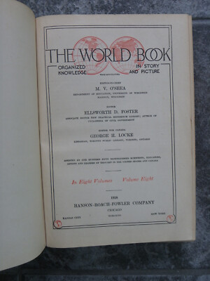1918 World Book Encyclopedia Vol 8-Leather & Board-1st/Very Early Edition-Rare-image