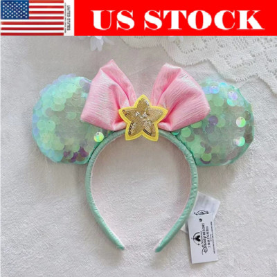 Disney Parks Headband SHDR Mermaid Ariel Green Minnie Ears Iridescent NEW US-image