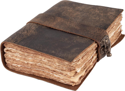 Leather Bound Vintage Journal with Lock Closure - 200 Pages Handmade Paper-image