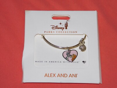 Authentic Disney Parks Alex and Ani Lady and the Tramp Charm Bracelet Silver NEW-image