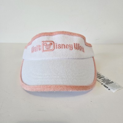 Disney Parks Walt Disney World Terry Cloth Visor White Pink Adult Size NWOT-image