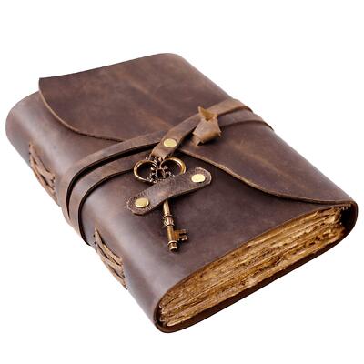 Vintage Leather Journal - Antique Handmade Deckle Edge Vintage Paper Leather ...-image