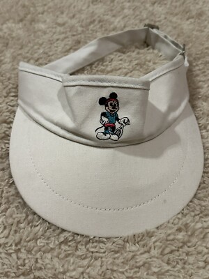 Vintage Mickey Mouse Walt Disney World Tennis Sun Visor Cap Hat White-image