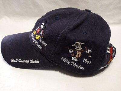 Walt Disney World Baseball Cap Hat Mickey Mouse Thru The Years Navy Adjustable. -image