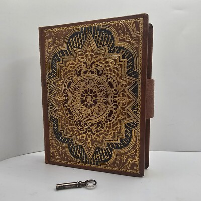 FantasticMid Century Austrian Leather Bound Lock & Key Journal-Read Description -image