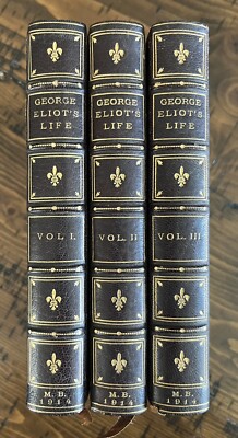 1914 GEORGE ELIOT LIFE LEATHER Letters  Journals Cross Three Volume 3 Dana Estes-image