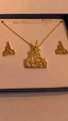 NWT Walt Disney World 50th Anniversary Cinderella's Castle Necklace Earrings Set-image
