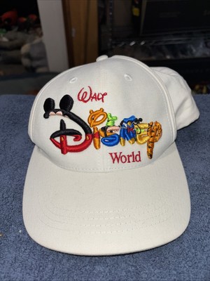 Vintage Walt Disney World Hat White Adjustable Disney Embroidered Snapback Cap-image