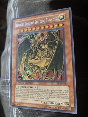 Yu-Gi-Oh, TCG Near Mint SecretRare Limited Hamon, Lord of Striking Thunder 1996-image