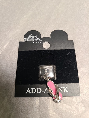 Add A Link By Disney Resorts Pink Flip Flop Clear Rhinestones  Silver Tone-image