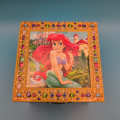 Vtg Disney Parks Princess Ariel Little Mermaid Jewelry Music Box Under The Sea-image