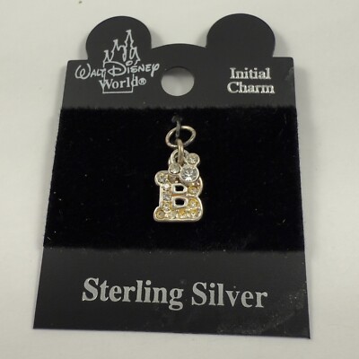 Walt Disney World Mickey Mouse Letter B Initial Charm Sterling Silver New-image