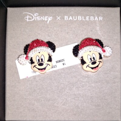 NEW Disney x Baublebar Mickey Mouse Santa Claus Christmas Holiday Stud Earrings-image
