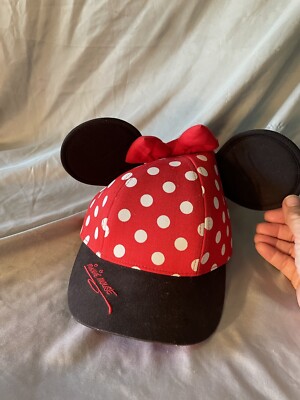 Walt Disney World Logo Minnie Mouse Polka Dot Hat Black Ears Cap SnapBack-image