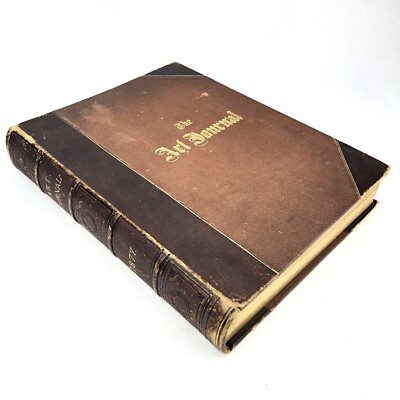 1877 THE ART JOURNAL Volume 3 Large Leather EXCELLENT Antique Original Book-image