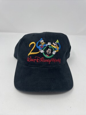 Vintage Walt Disney World 2000 Y2K Hat Strapback Cap Black Mickey Donald Goofy-image