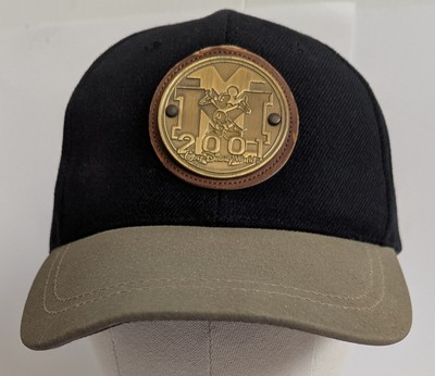VTG Walt Disney World 2001 Mickey Mouse Cap Black Gold Wool Blend Hat Adjustable-image