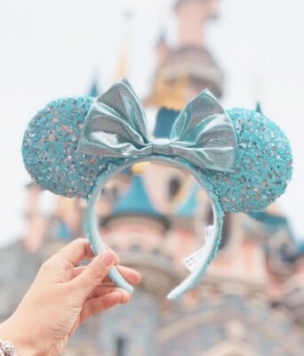 Retired Disney Parks Frozen Arendelle Aqua Blue Minnie Ears Headband-image