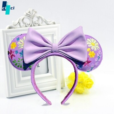 Disney Parks Anniversary Flower Loungefly Headband Minnie Ears Purple Rare Mouse-image
