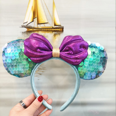 Disney~ Parks Little Mermaid Ariel Purple Mickey Mouse Minnie Ears Headband NWT-image