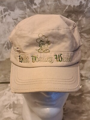 Walt Disney World Cloth Hat Cap Tan With Green Embroidery Distressed Green Plaid-image